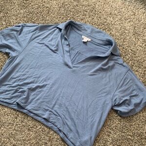 Athleta Blue V-Neck Crop Top